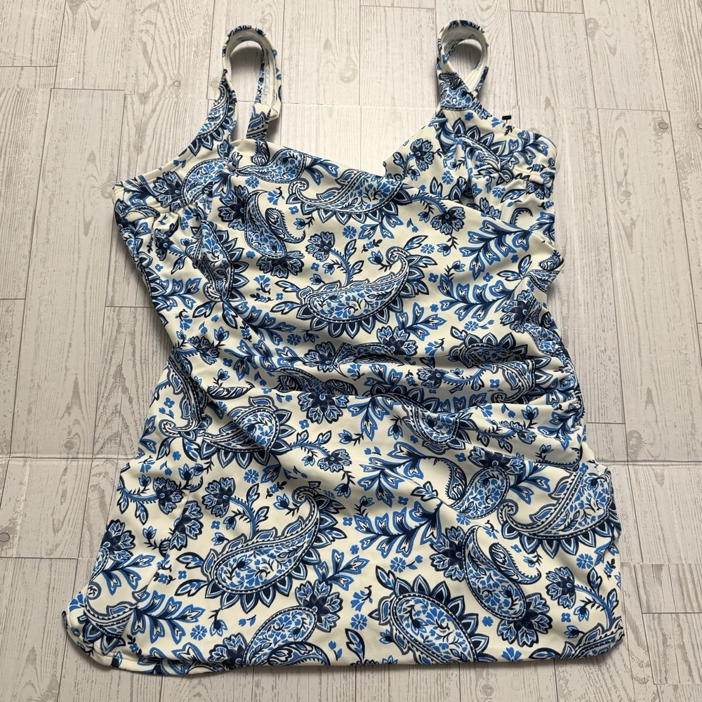 Miraclesuit x Talbots Size 8 New Takini Blue White Paisley Underwire